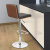 Armen Living Aubrey Barstool Chrome Base Finish With Black Faux Leather And Walnut Back