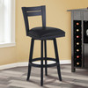 Armen Living Bristol 30" Bar Height Swivel Wood Barstool In Black Finish And Black Faux Leather