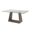 Armen Living Bravo Contemporary Dining Table In Dark Sonoma Base With Clear Glass