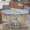 Armen Living Brooke 48" Round Dining Table In Brushed Stainless Steel Finish With Grey Painted Tempered Glass