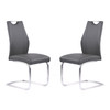 Armen Living Bravo Contemporary Dining Chair In Gray Faux Leather And Brushed Stainless Steel Finish - Set Of 2