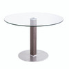 Armen Living Café Brushed Stainless Steel Dining Table With Clear Glass