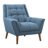 Armen Living Cobra Mid-century Modern Chair In Blue Linen And Walnut Legs