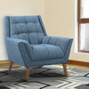 Armen Living Cobra Mid-century Modern Chair In Blue Linen And Walnut Legs