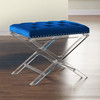 Armen Living Cody Modern And Contemporary Tufted Ottoman In Blue Velvet With Acrylic Legs