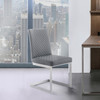 Copen Contemporary Dining Chair In Brushed Stainless Steel And Grey Faux Leather - Set Of 2