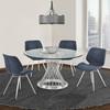 Armen Living Calypso Contemporary Dining Table In Brushed Stainless Steel With Clear Tempered Glass Top