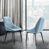 Castle Contemporary Dining Chair In Matte Black Finish And Blue Fabric - Set Of 2