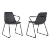 Colton Contemporary Dining Chair In Black Powder Coated Finish And Grey Faux Leather - Set Of 2