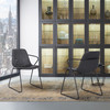 Colton Contemporary Dining Chair In Black Powder Coated Finish And Grey Faux Leather - Set Of 2