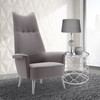 Armen Living Danka Chair In Brushed Stainless Steel Finish With Grey Fabric