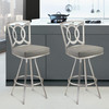 Armen Living Drake 26" Contemporary Swivel Barstool In Gray And Stainless Steel