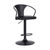 Eagle Contemporary Adjustable Barstool In Black Powder Coated Finish With Black Faux Leather And Black Brushed Wood Finish Back