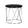 Armen Living Emerald Contemporary Round End Table In Brushed Stainless Steel With Black Ash Wood Top