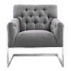 Armen Living Emily Contemporary Accent Chair In Brushed Stainless Steel With Grey Fabric