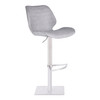 Armen Living Falcon Adjustable Swivel Barstool In Brushed Stainless Steel With Light Vintage Grey Faux Leather