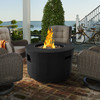 Armen Living Moon Outdoor Patio Wicker Fire Pit In Black With Nature Texture Finish