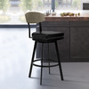 Frisco 26" Counter Height Barstool In Matte Black Finish With Black Faux Leather And Grey Walnut