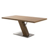 Armen Living Fusion Contemporary Dining Table In Walnut Wood Top And Stainless Steel