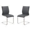 Armen Living Fusion Contemporary Side Chair In Gray And Stainless Steel - Set Of 2