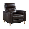 Gala Contemporary Chair In Brown Wood Finish And Dark Brown Genuine Leather