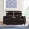 Gala Contemporary Loveseat In Brown Wood Finish And Dark Brown Genuine Leather