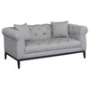 Armen Living Glamour Contemporary Loveseat With Black Iron Finish Base And Grey Fabric