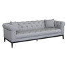 Armen Living Glamour Contemporary Sofa With Black Iron Finish Base And Grey Fabric