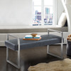 Armen Living Grant Contemporary Bench In Grey Faux Leather And Brushed Stainless Steel Finish
