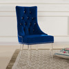 Armen Living Gobi Modern And Contemporary Tufted Dining Chair In Blue Velvet With Acrylic Legs