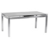 Armen Living Ivan Extension Dining Table In Brushed Stainless Steel And Gray Tempered Glass Top