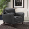 Armen Living Jedd Contemporary Chair In Genuine Black Leather With Brown Wood Legs