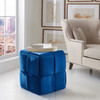 Armen Living Joy Contemporary Short Ottoman In Blue Velvet