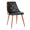 Armen Living Lily Mid-century Dining Chair In Walnut Finish And Black Faux Leather