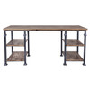 Liam Industrial Desk In Industrial Grey And Pine Wood Top