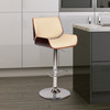 Armen Living London Swivel Barstool In Cream Pu/ Walnut Veneer And Chrome Base