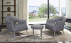 Armen Living Lyric Contemporary Accent Chair In Brushed Stainless Steel Finish With Grey Fabric