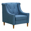 Luxe Mid-century Sofa Chair In Champagne Wood Finish And Blue Fabric