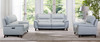 Lizette Contemporary Sofa In Dark Brown Wood Finish And Dove Grey Genuine Leather
