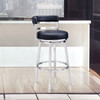 Madrid Contemporary 30" Bar Height Barstool In Brushed Stainless Steel Finish And Black Faux Leather