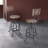 Magnus Industrial Adjustable Barstool In Industrial Grey And Pine Wood