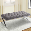 Armen Living Milo Bench In Brushed Stainless Steel Finish With Grey Fabric