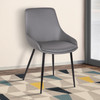 Armen Living Mia Contemporary Dining Chair In Gray Faux Leather With Black Powder Coated Metal Legs