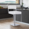 Michele Contemporary Swivel Barstool In Brushed Stainless Steel And White Faux Leather