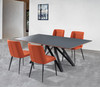 Maine Contemporary Dining Chair In Matte Black Finish And Orange Fabric - Set Of 2