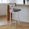 Natalie Contemporary 26" Counter Height Barstool In Brushed Stainless Steel Coated Finish And Vintage Grey Faux Leather