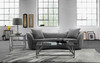 Armen Living Palisade Contemporary Sofa In Grey Velvet With Brown Wood Legs