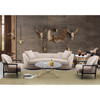 Armen Living Palisade Transitional Sofa In Sand Fabric With Brown Legs