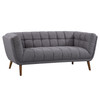 Armen Living Phantom Mid-century Modern Sofa In Dark Gray Linen And Walnut Legs