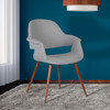 Armen Living Phoebe Mid-century Dining Chair In Walnut Finish And Gray Fabric